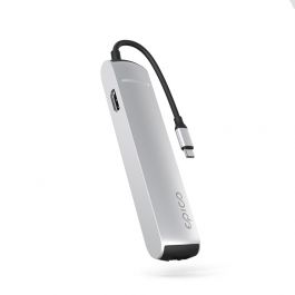Hliníkový USB-C hub 6v1 Epico s podporou 8K - stříbrný