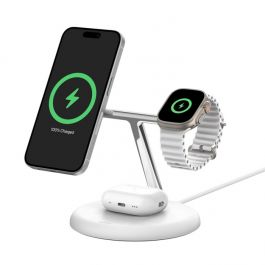 MagSafe bezdrátový nabíjecí stojan Belkin BoostCharge Pro 3in1 s Qi2 - bílý