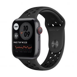 Apple Watch Nike SE GPS + Cellular, 40mm vesmírně šedé hliníkové pouzdro s antracitovým/černým sportovním řemínkem Nike