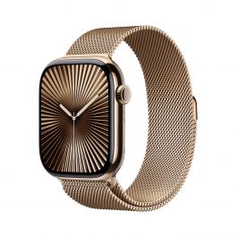 Apple Watch Series 10 GPS + Cellular 42mm zlaté titanové pouzdro se zlatým milánským tahem