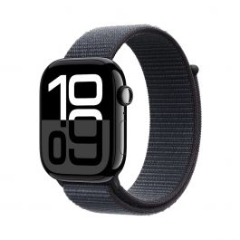 Apple Watch Series 10 GPS 46mm klavírně černé hliníkové pouzdro s inkoustově fialovým sportovním provlékacím řemínkem
