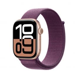 Apple Watch Series 10 GPS 42mm růžově zlaté hliníkové pouzdro se švestkovým sportovním provlékacím řemínkem