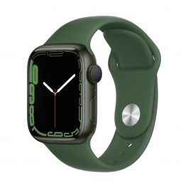 Apple Watch Series 7 GPS, 41mm zelené hliníkové pouzdro s jetelově zeleným sportovním řemínkem