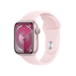 Apple Watch Series 9 GPS 41mm růžové hliníkové pouzdro se světle růžovým sportovním řemínkem - S/M