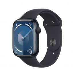 Apple Watch Series 9 GPS 45mm temně inkoustové hliníkové pouzdro s temně inkoustovým sportovním řemínkem - M/L