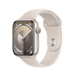 Apple Watch Series 9 GPS 45mm hvězdně bílé hliníkové pouzdro s hvězdně bílým sportovním řemínkem - S/M