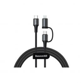 2v1 kabel Baseus USB-C / USB-C 60W + Ligthning kabel 1m - černý