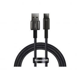 Datový kabel pro rychlé nabíjení Baseus Tungsten Gold USB/USB-C 66W 1m - černý