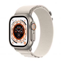Apple Watch Ultra GPS + Cellular, 49mm titanové pouzdro s hvězdně bílým alpským tahem - L