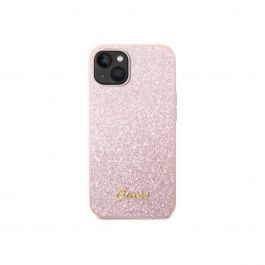 Kryt pro iPhone 14 Plus Guess Glitter Flakes Metal Logo - růžový