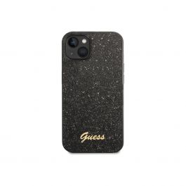 Kryt pro iPhone 14 Plus Guess Glitter Flakes Metal Logo - černý