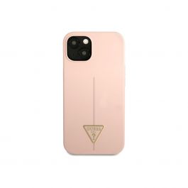 Kryt pro iPhone 13 mini Guess Silicone Line Triangle - růžový