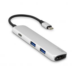 USB-C Hub adaptér iSTYLE (2x USB-A, USB-C, 4K HDMI) - stříbrný