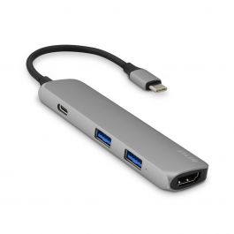 USB-C Hub adaptér iSTYLE (2x USB-A, USB-C, 4K HDMI) - vesmírně šedý