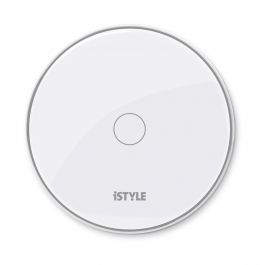 Bezdrátová nabíječka pro iPhone iSTYLE s adaptérem skleněná - bílá
