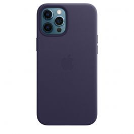 Apple kožený obal s MagSafe na iPhone 12 Pro Max – temně fialový