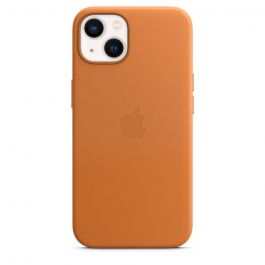 Apple kožený kryt s MagSafe na iPhone 13 - zlatohnědá