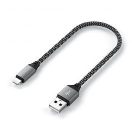 Pletený kabel Satechi USB-A na Lightning 25 cm – šedý