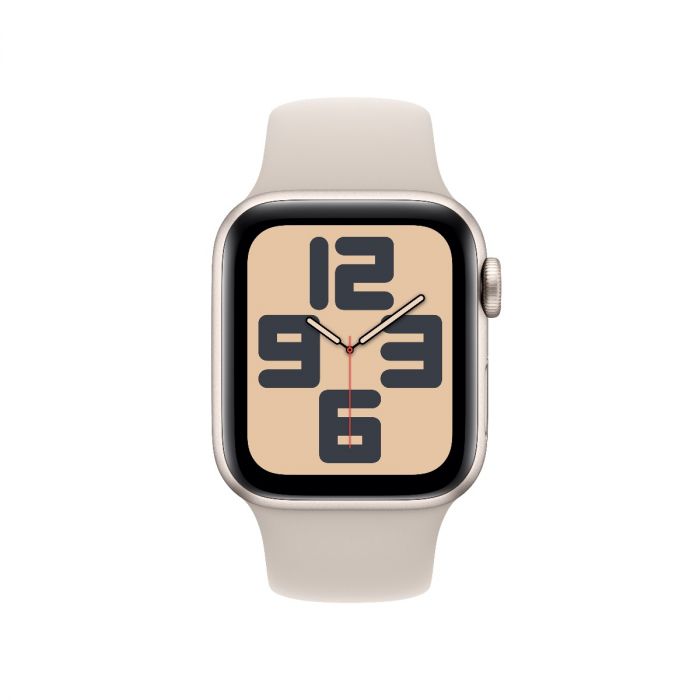 Apple Watch SE GPS 40mm hvězdně bílé hliníkové pouzdro s hvězdně bílým  sportovním řemínkem - S/M (otevřený)