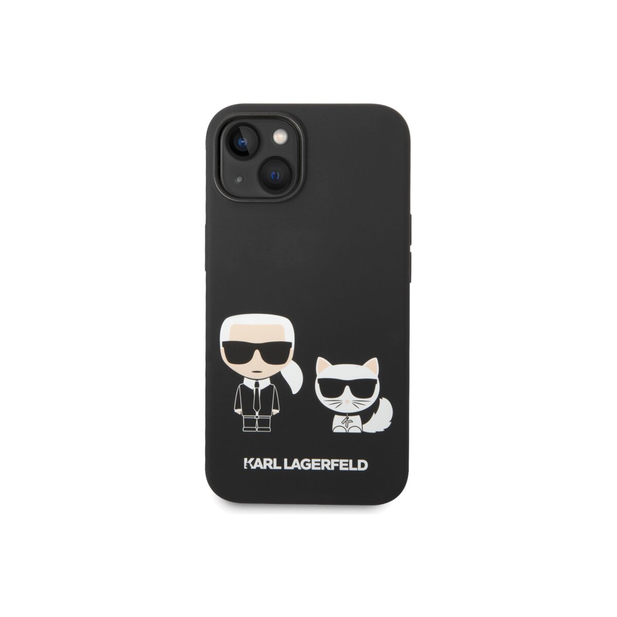 Pouzdro Karl Lagerfeld and Choupette Liquid Silicone iPhone 14 Plus černé