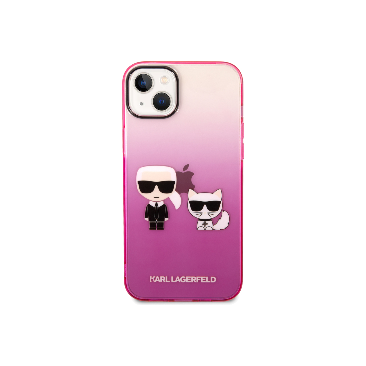 Pouzdro Karl Lagerfeld Gradient Karl and Choupette iPhone 14 Plus růžové