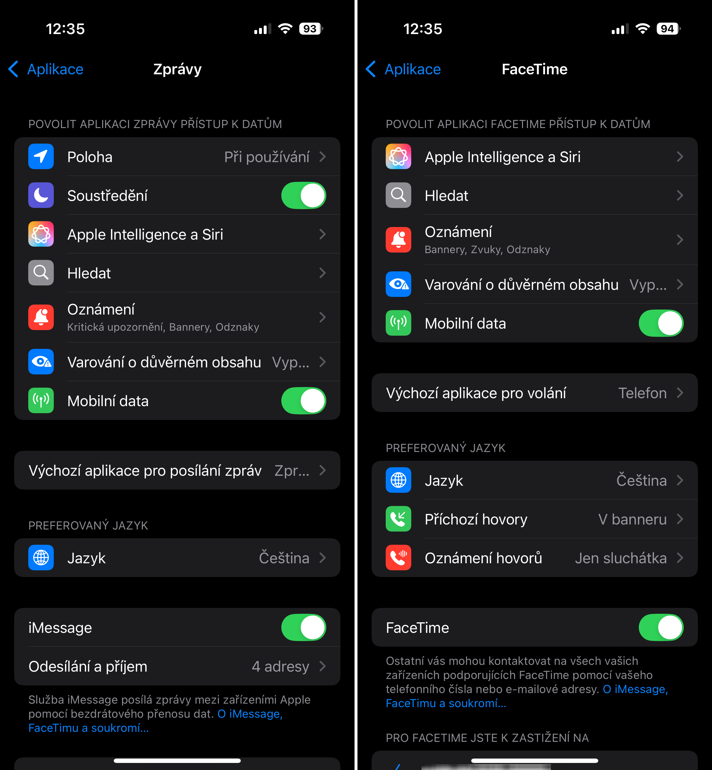 Zapnutí služby iMessage na iPhonu