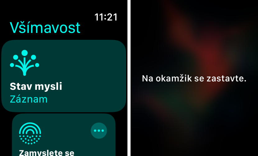 Aplikace Všímavost na Apple Watch