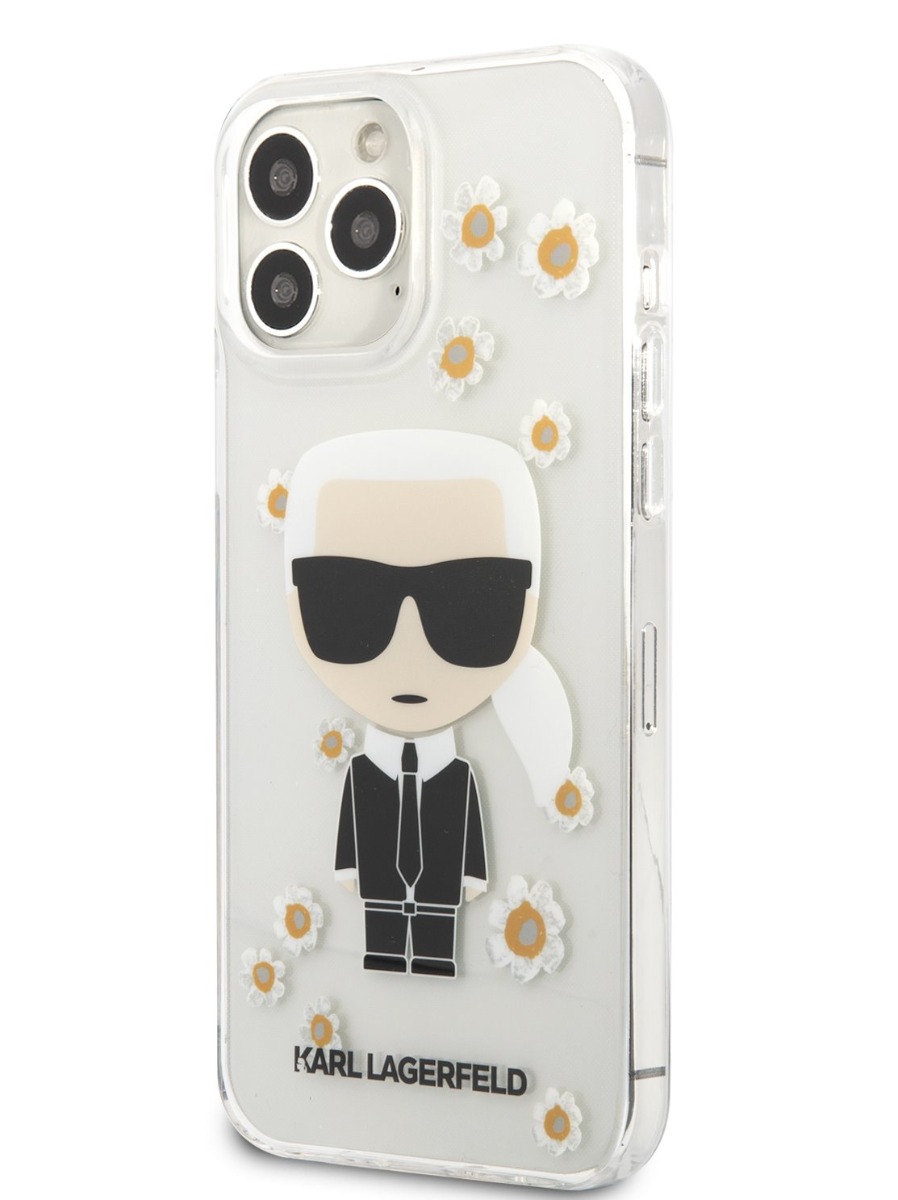 Kryt Karl Lagerfeld Ikonik Flower pro iPhone 13 Pro Max - průhledný