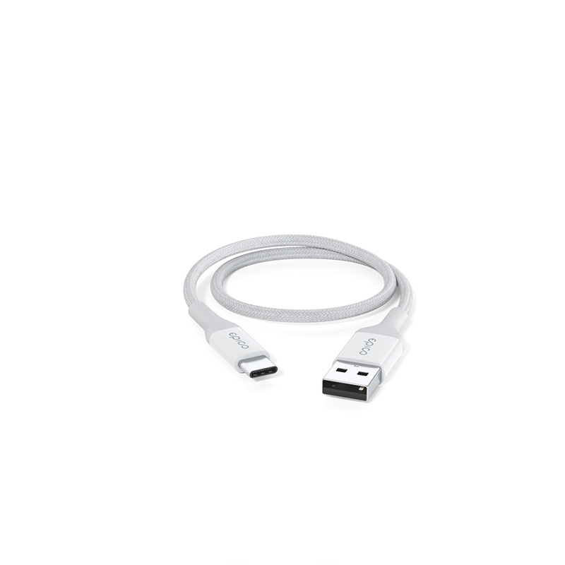 Epico Opletený PD kabel 0,3m USB-C na USB-A - bílý