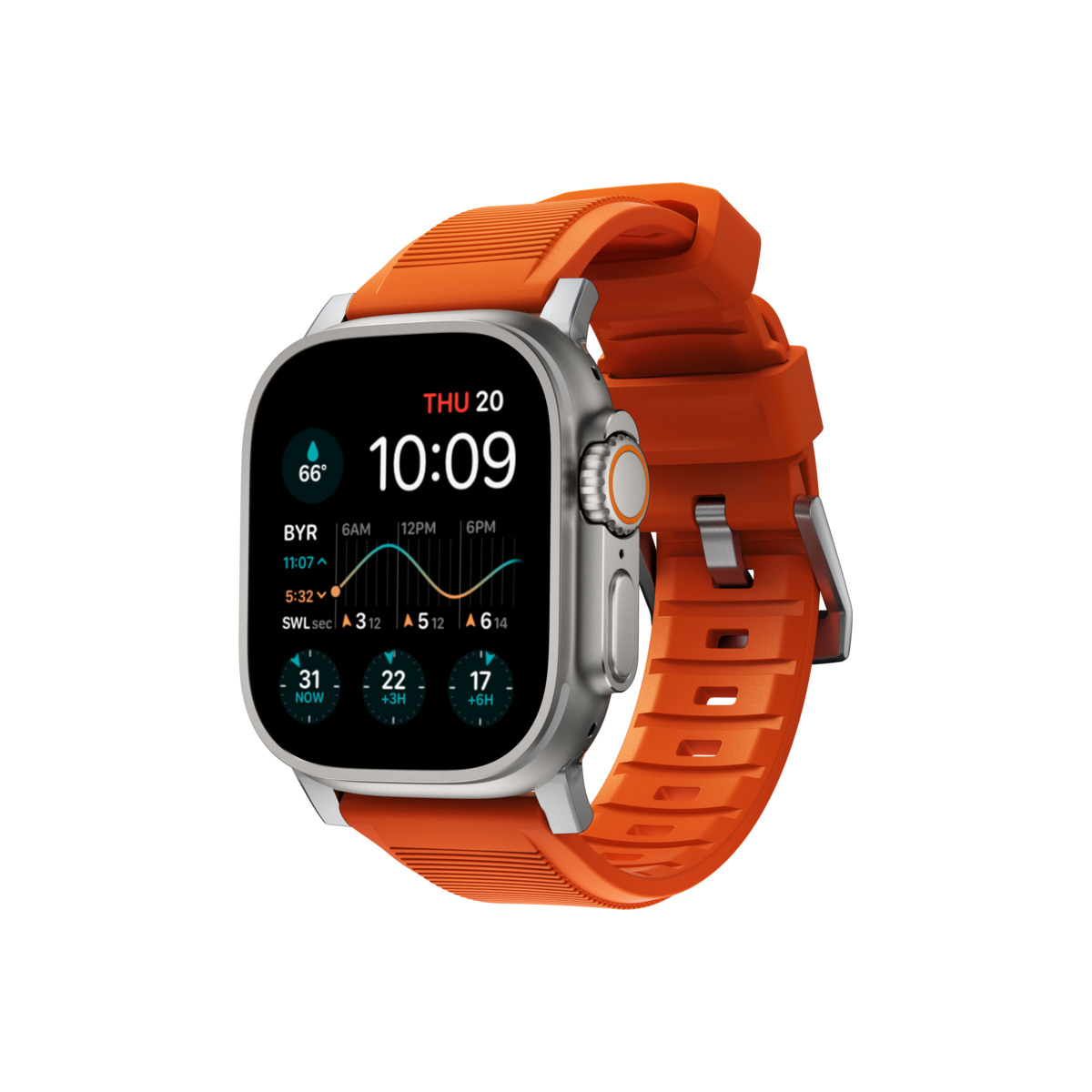 Řemínek pro Apple Watch 42/44/45/49 mm Nomad Rugged Strap - oranžový