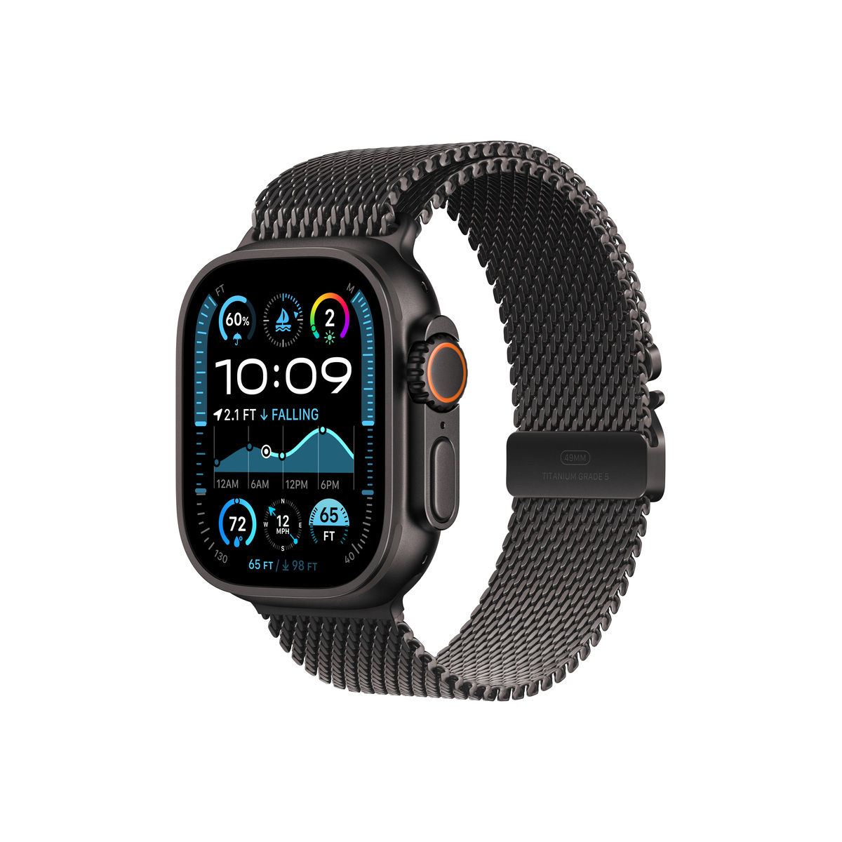 Apple Watch 44/45/46/49mm milánský tah z černého titanu – velký