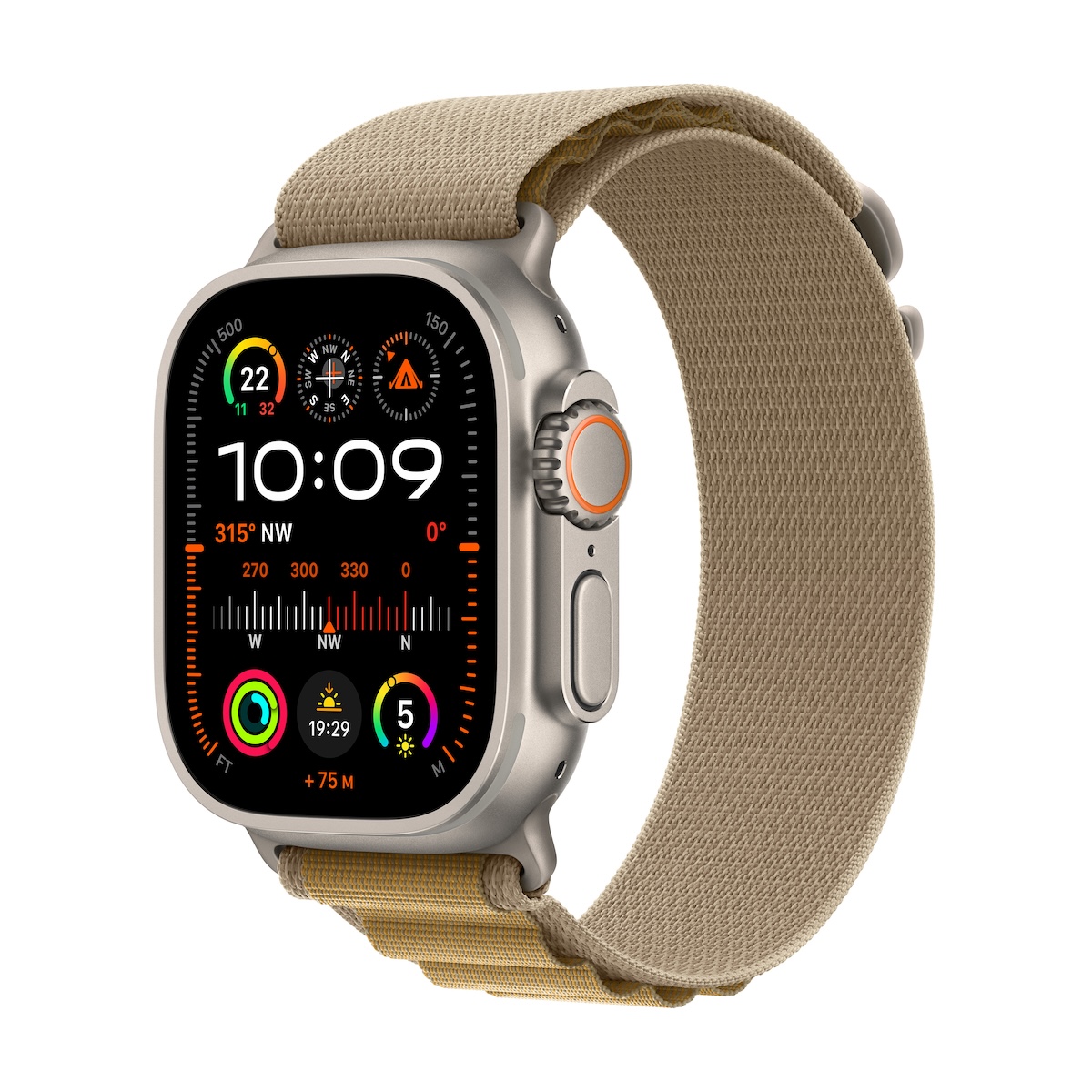 Apple Watch Ultra 2 49mm přírodní titan s žlutohnědým alpským tahem M MX4F3CS/A