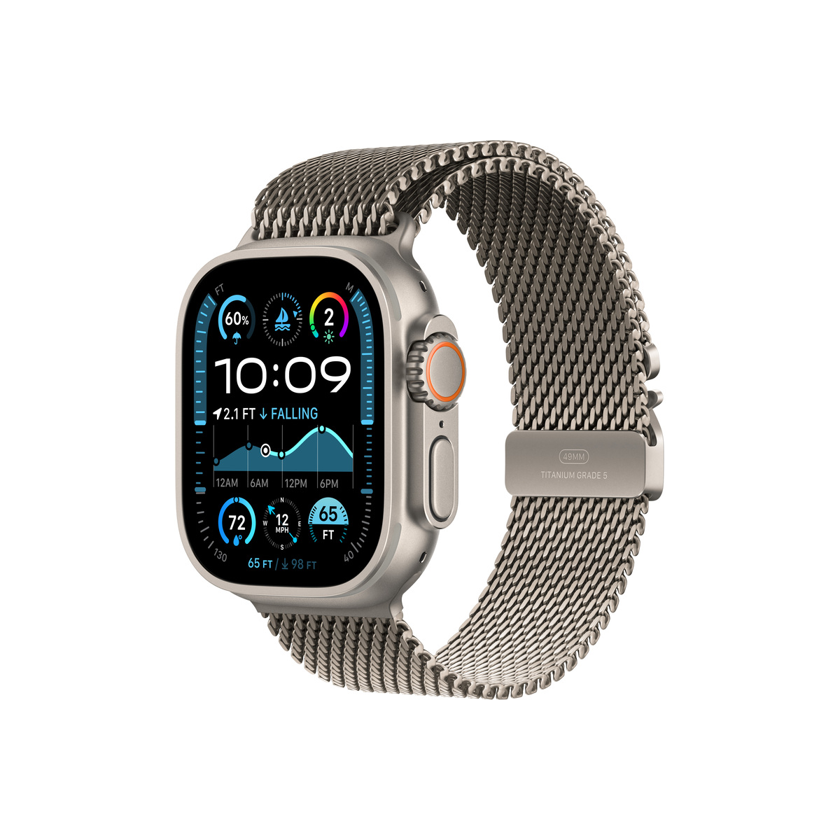 Apple Watch 44/45/46/49mm milánský tah z přírodního titanu – velký