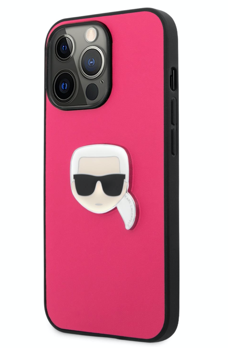 Pouzdro Karl Lagerfeld PU Leather Karl Head iPhone 13 Pro růžové